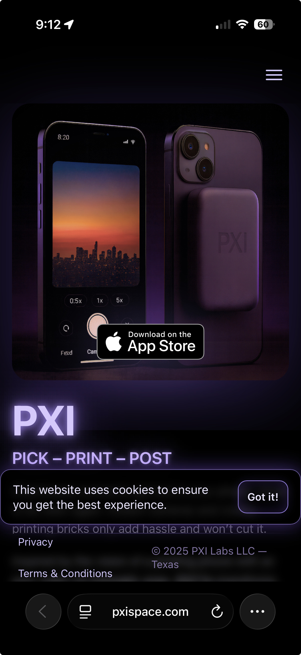 PXIspace website screenshot